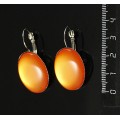 Серьги пластик оранжевый (эффект опала), овал 25х18мм, замок петелька