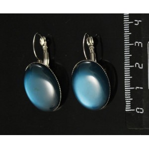 Серьги пластик изумрудный (эффект опала), овал 25х18мм, замок петелька