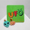 Серьги акрил UFO инопланетянин, цветные, цвет серебристый