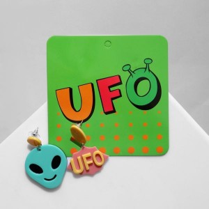 Серьги акрил UFO инопланетянин, цветные, цвет серебристый Серьги акрил UFO инопланетянин, цветные, цвет серебристый