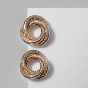 Серьги металл "Геометрия" круги переплетённые, цвет золото