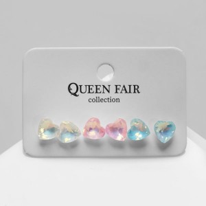 Серьги набор 3 пары "Летние истории" сердца, цветные