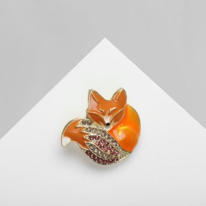 Брошь "Лисичка" спящая, цветная, цвет золотистый Брошь "Лисичка" спящая, цветная, цвет золотистый