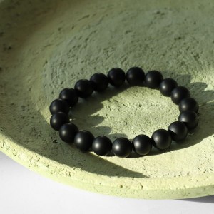 Браслет шар №10 агат чёрный