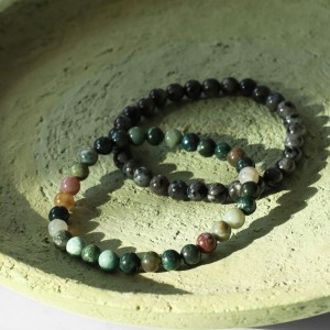 Набор браслетов 2шт шар №6 "Лабрадор и Яшма"