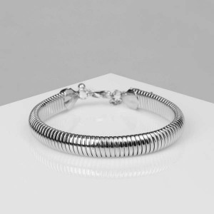 Браслет металл "Рельеф"  узкий, 1 см,  цвет серебро