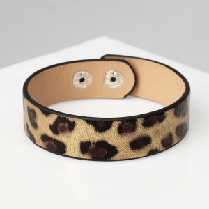 Браслет кожа "Сафари" леопард, цвет чёрно-золотой, 22 см