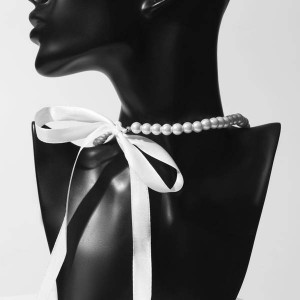 Колье-чокер "Новый стиль" жемчужины с завязкой, цвет белый 40 см
