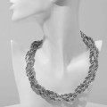 Колье "Цепь" косичка, цвет серебро, 40 см