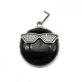Кулон Смайл 27мм с агатом черным