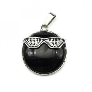 Кулон Смайл 27мм с агатом черным Кулон Смайл 27мм с агатом черным