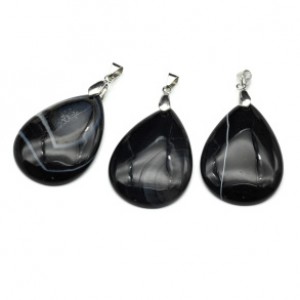 Кулон из агата черного капля 30*40мм