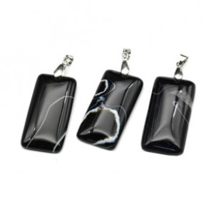 Кулон из агата черного прямоугольник 20*40мм