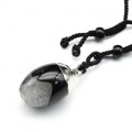 Кулон из агата черного бочонок на шнурке 18*25мм, 62см