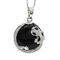 Кулон Дракон 24*24мм с агатом черным