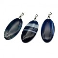 Кулон из агата тонированного овал 25*50мм, цвет синий