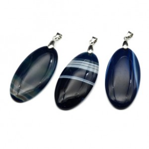 Кулон из агата тонированного овал 25*50мм, цвет синий
