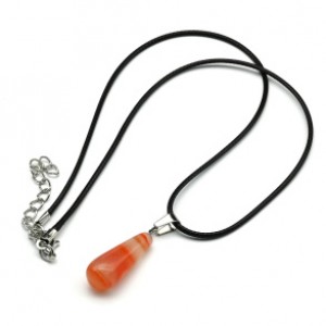 Кулон на шнурке Капля 10*25мм из агата тонированного цвет рыжий, 45см