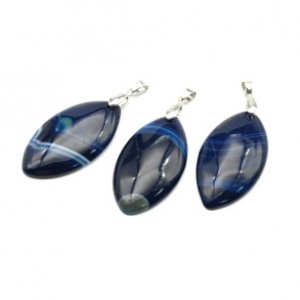 Кулон из агата тонированного рис 25*45мм, цвет синий Кулон из агата тонированного рис 25*45мм, цвет синий