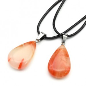 Кулон на шнурке Капля 15*25мм из агата тонированного цвет рыжий, 45см