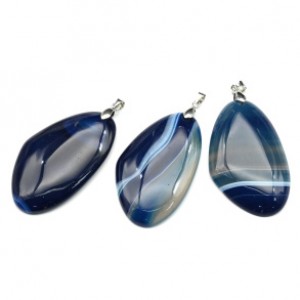 Кулон из агата тонированного 30*50мм цвет синий