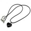 Кулон на шнурке Сердце 20*22мм из агата черного (имитация), 45см