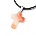 Кулон на шнурке Крест 18*25мм из агата тонированного цвет рыжий, 45см