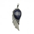 Кулон с авантюрином синим Крыло 23*52мм (иск.)