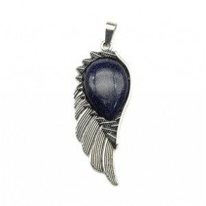 Кулон с авантюрином синим Крыло 23*52мм (иск.)