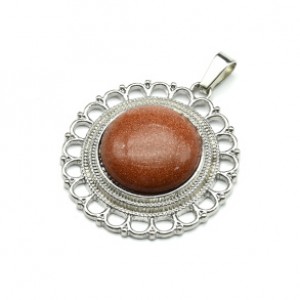 Кулон из авантюрина круг 35мм (иск.)