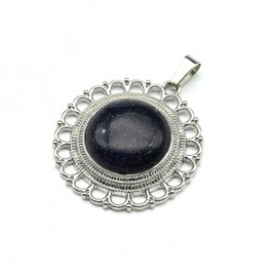 Кулон из авантюрина синего круг 35мм (иск.)