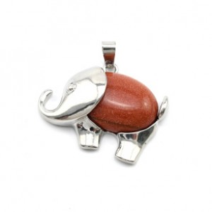 Кулон Слон 38*25мм с авантюрином (иск.)