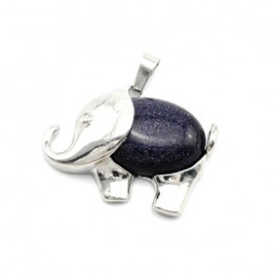 Кулон Слон 38*25мм с авантюрином синим (иск.)