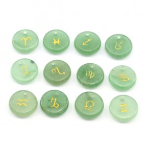 Набор кулонов 12шт "Знаки зодиака" 12*12мм из авантюрина зеленого