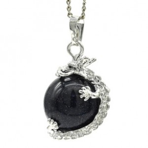 Кулон Дракон на шаре 18*20мм с авантюрином синим (иск.)