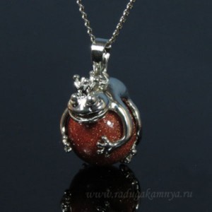 Кулон с авантюрином Царевна лягушка 17*25мм (иск.)