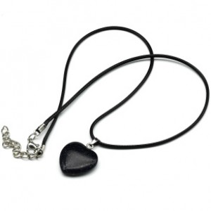 Кулон на шею из авантюрина синего Сердце 20*22мм на шнурке, 45см (иск.)