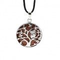 Кулон Дерево двусторонний в металле с авантюрином красным 27*27мм (иск.)