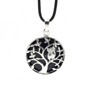 Кулон Дерево двусторонний в металле с авантюрином синим 27*27мм (иск.)