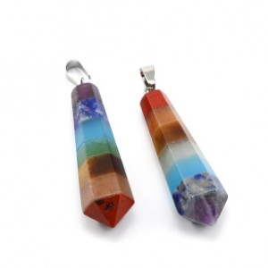 Кулон Кулон-маятник кристалл 13*47мм из самоцветов 7 чакр
