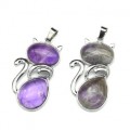 Кулон Кошка 25*45мм с аметистом.
