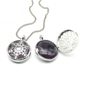 Кулон открывающийся Снежинка 25*25мм с аметистом