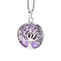 Кулон Дерево двусторонний в металле с аметистом 27*27мм