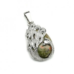 Кулон с унакитом Птица 20*30мм