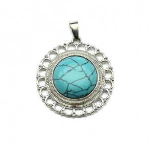Кулон из бирюзы искусственной круг 35мм