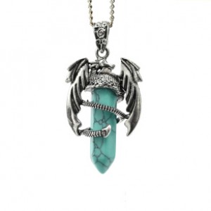 Кулон Дракон 25*41мм с бирюзой иранской искусственной