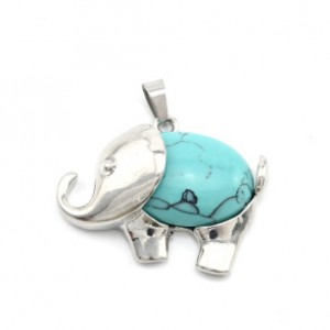 Кулон Слон 38*25мм с бирюзой искусственной