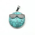 Кулон Смайл 27мм с бирюзой искусственной