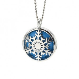 Кулон открывающийся Снежинка 25*25мм с бирюзой (иск.)