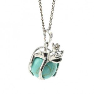 Кулон с бирюзой иранской Царевна лягушка 17*25мм (иск.)